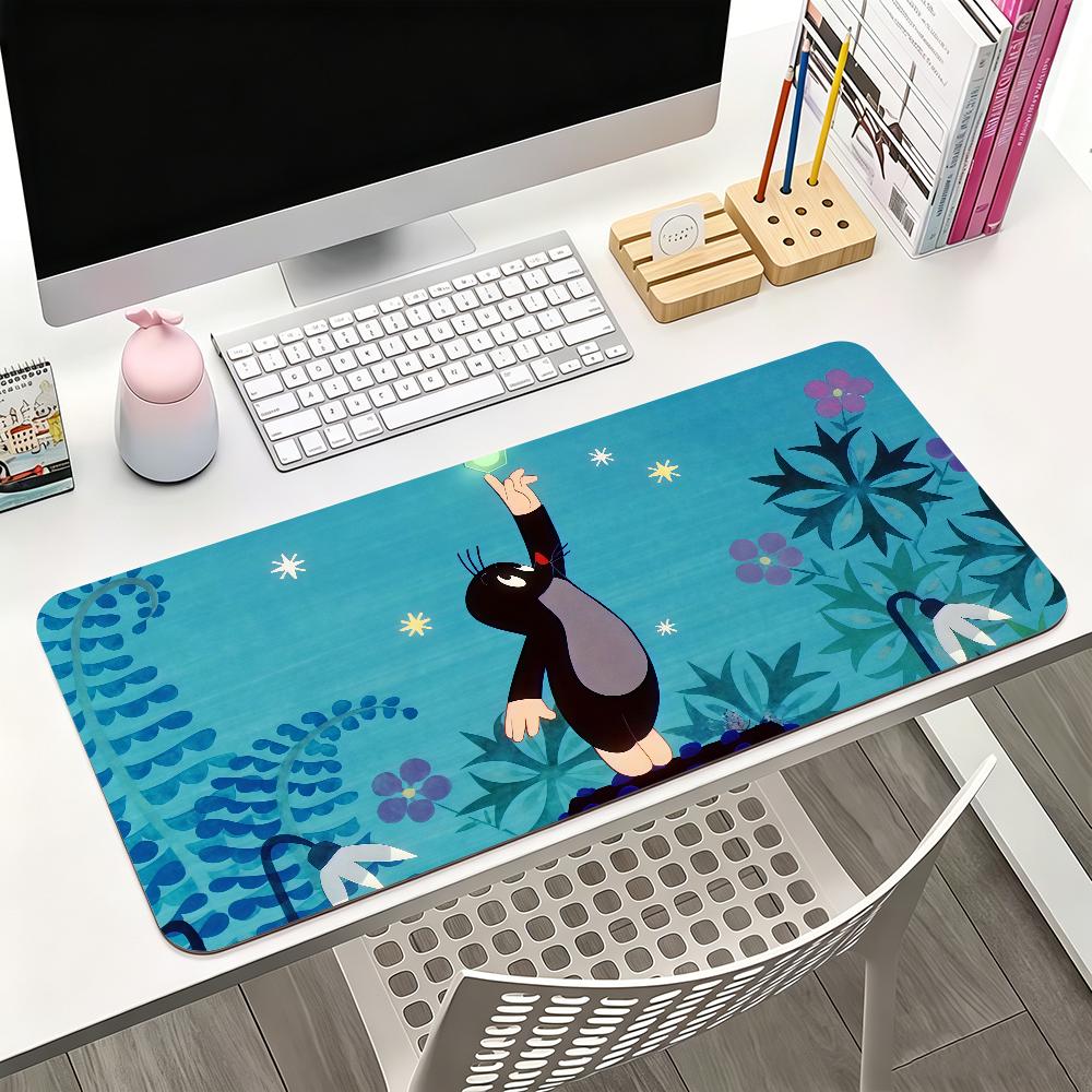 Cartoon The Little Mole Mouse Pad Square Office Gaming Desk Mat Waterproof Non-Slip Rubber Decorative