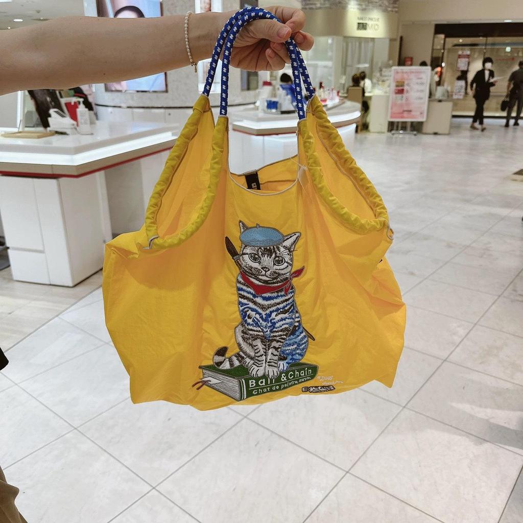 „Japoński Malarz Kot Haftowana Duża Pojemność Nylonowa Ekologiczna Torba Tote”