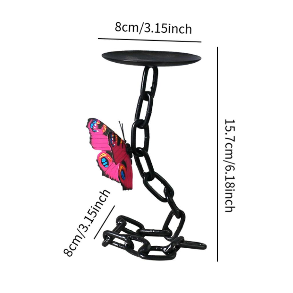 Decorative Iron Candle Holder Butterfly Chain Table Ornament Creative Centerpiece for Bedroom Wedding Party Holiday Celebration