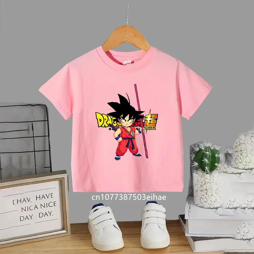 2026 Summer Dragon Ball Kids TShirt God Goku Super Saiyan Anime Character Short Sleeve Casual Tee for Boys Girls Children