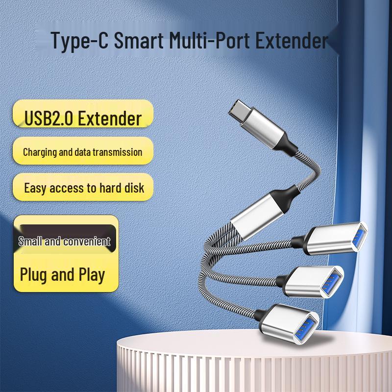 Type-C Portable USB Hub: Docking Station, Flash Drive, Mouse Extension, Cord Splitter, Multi-Port Expander.