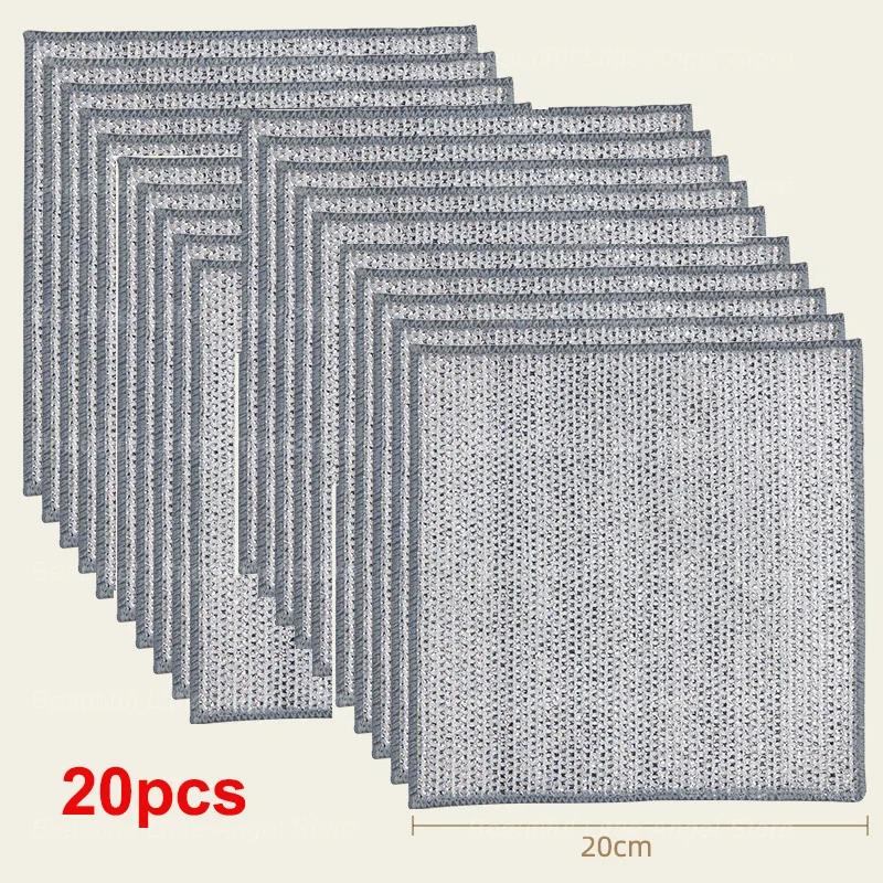 1/10/20pcs Thickened Steel Wire Cleaning Cloth Non-Scratch Double-layer Iron Microfiber Mesh Dishrag Washing Pot Rags Kitchen