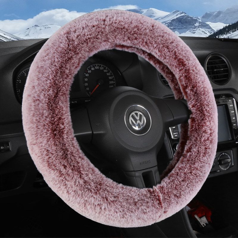 Three-Piece Winter Universal Short Plush Cute Car Pink