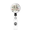 Skull Flower Id Tag Badge Holder With Retractable Badge Reel Cards Storage Organizer For Nurses Employee Pass Work Card Holder