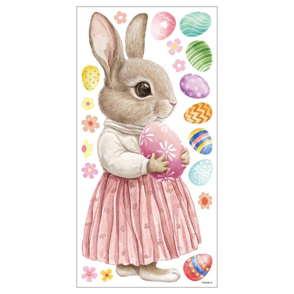 Creative Decorative Bunny Glass Electrostatic Film PVC Happy Easter Bunny Decal Happy Easter Party