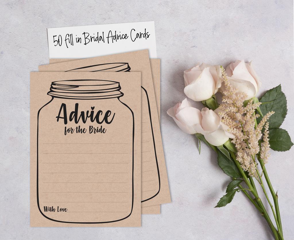 Inkdotpot Bridal Shower Games Advice For The Bride Set Of 50A  Rustic Kraft Mason JarA  Mad Libs Game