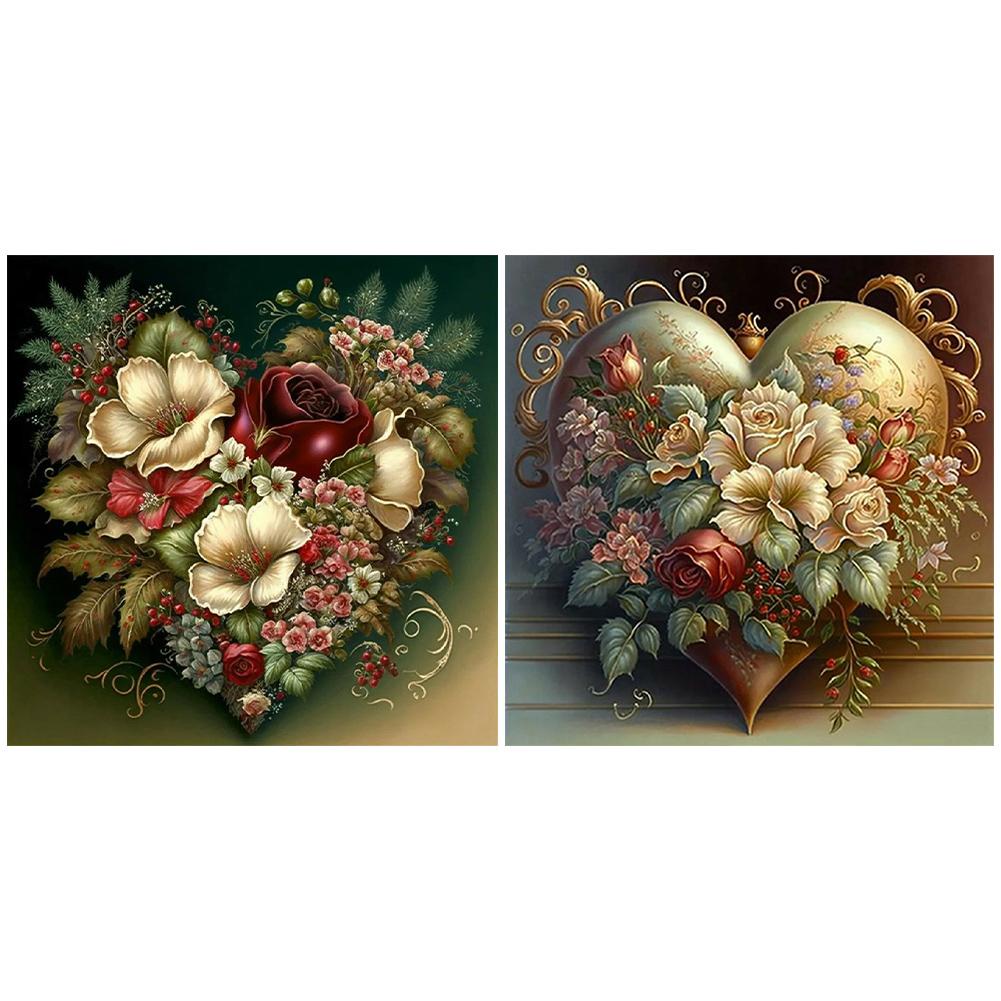 2pcs 5D DIY Full Round Drill Diamond Painting Love Flower Frame Kit Home Decor China Mainland