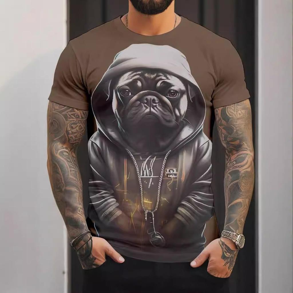 3D Digital Printing Men's T-shirt, Casual Round-neck Short-sleeved