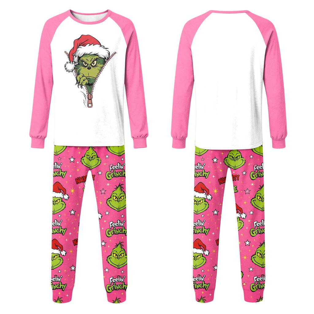 Family Matching Christmas Print Long Sleeve Loungewear Set for Parents and Kids