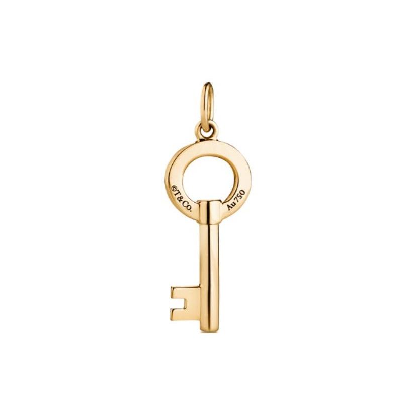 Tiffany & Co. Keys Collection Round Hollow Key Pendant 18K Gold Diamond Unisex pendant 62230118