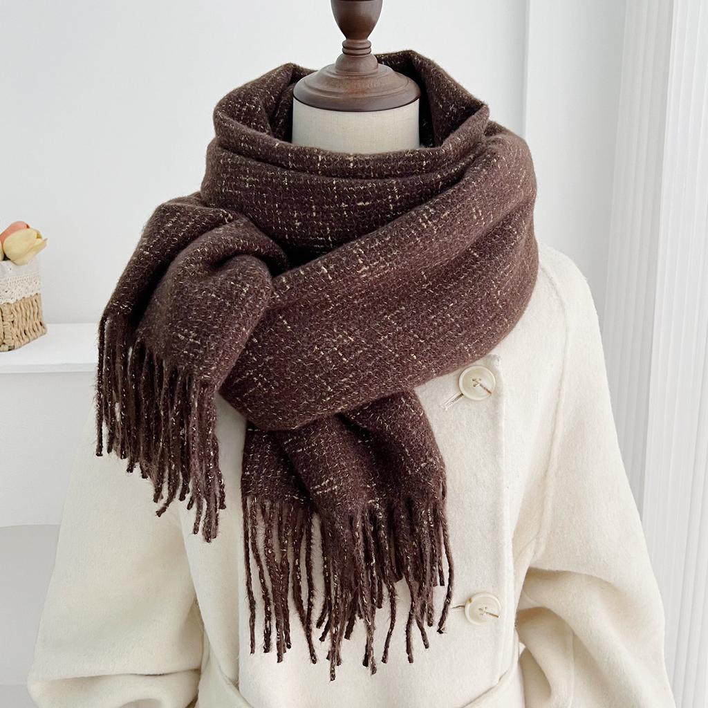 New Color Tassel Scarf Women's Autumn and Winter Warm Shawl Dual-purpose High-end Scarf Couple Versatile