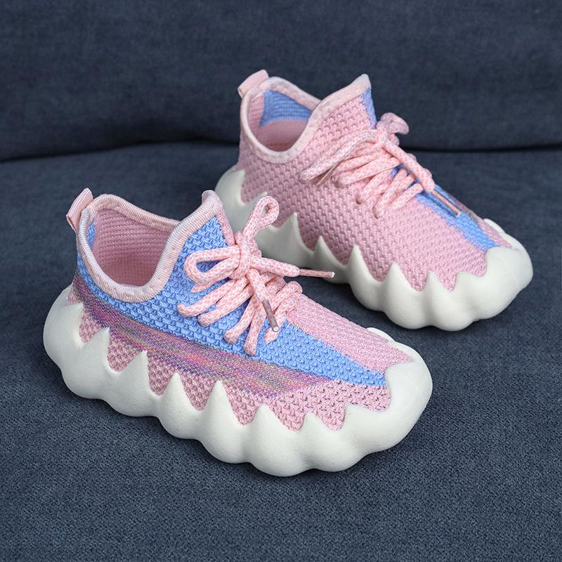 Middle children's sports shoes spring and autumn new soft-soled breathable fly-woven coconut shoes men's and women's children's casual shoes