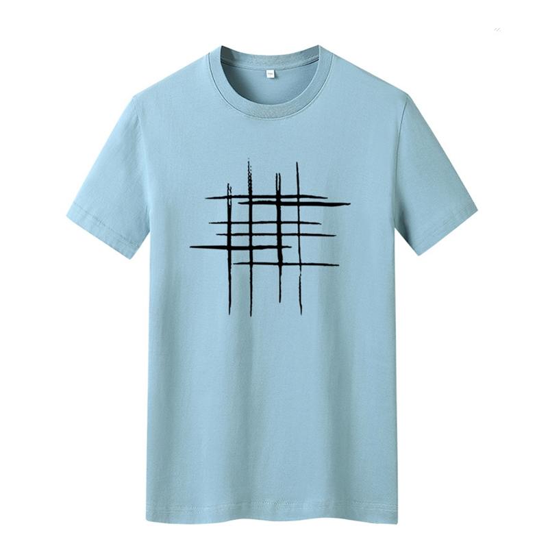 Einfaches kreatives Design Line Cross Print Baumwoll-T-Shirts Sommerstil Kurzarm-Männer-T-Shirt