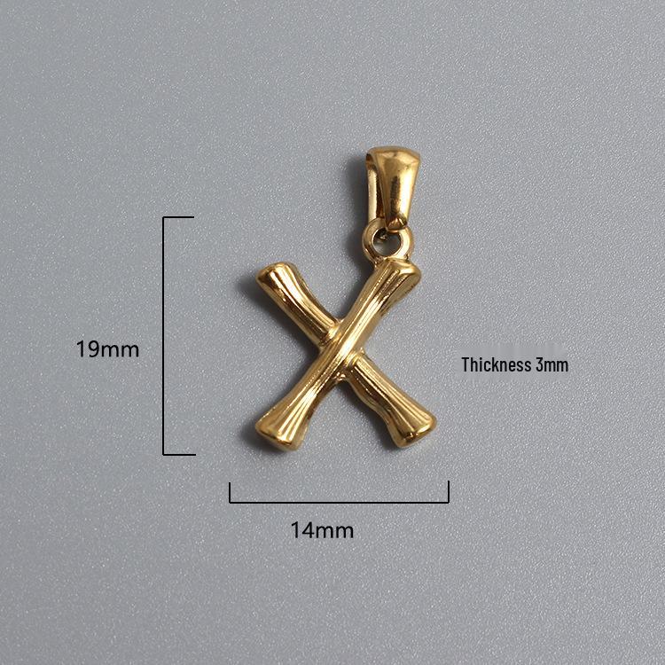 French Bamboo Joint Gold Letter Pendant Necklace - Retro Clavicle Chain Style for Women