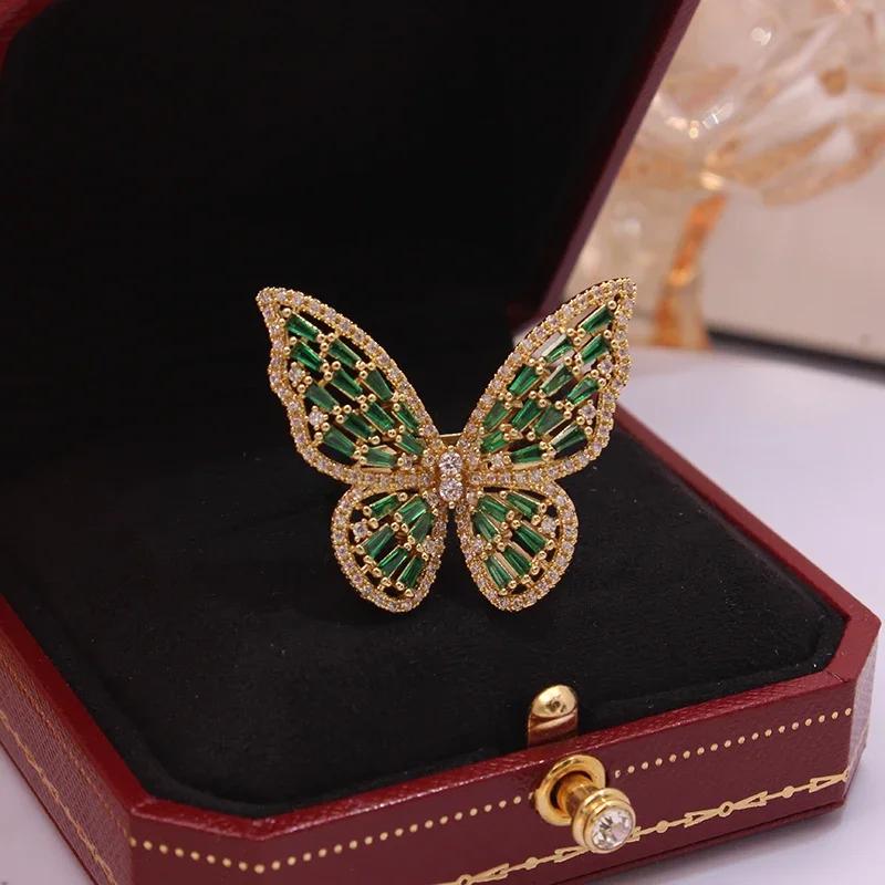New Sight New Fashion Brand Jewelry Zirconia Butterfly Engagement Rings for Women Gift Adjustable Open Wedding Rings