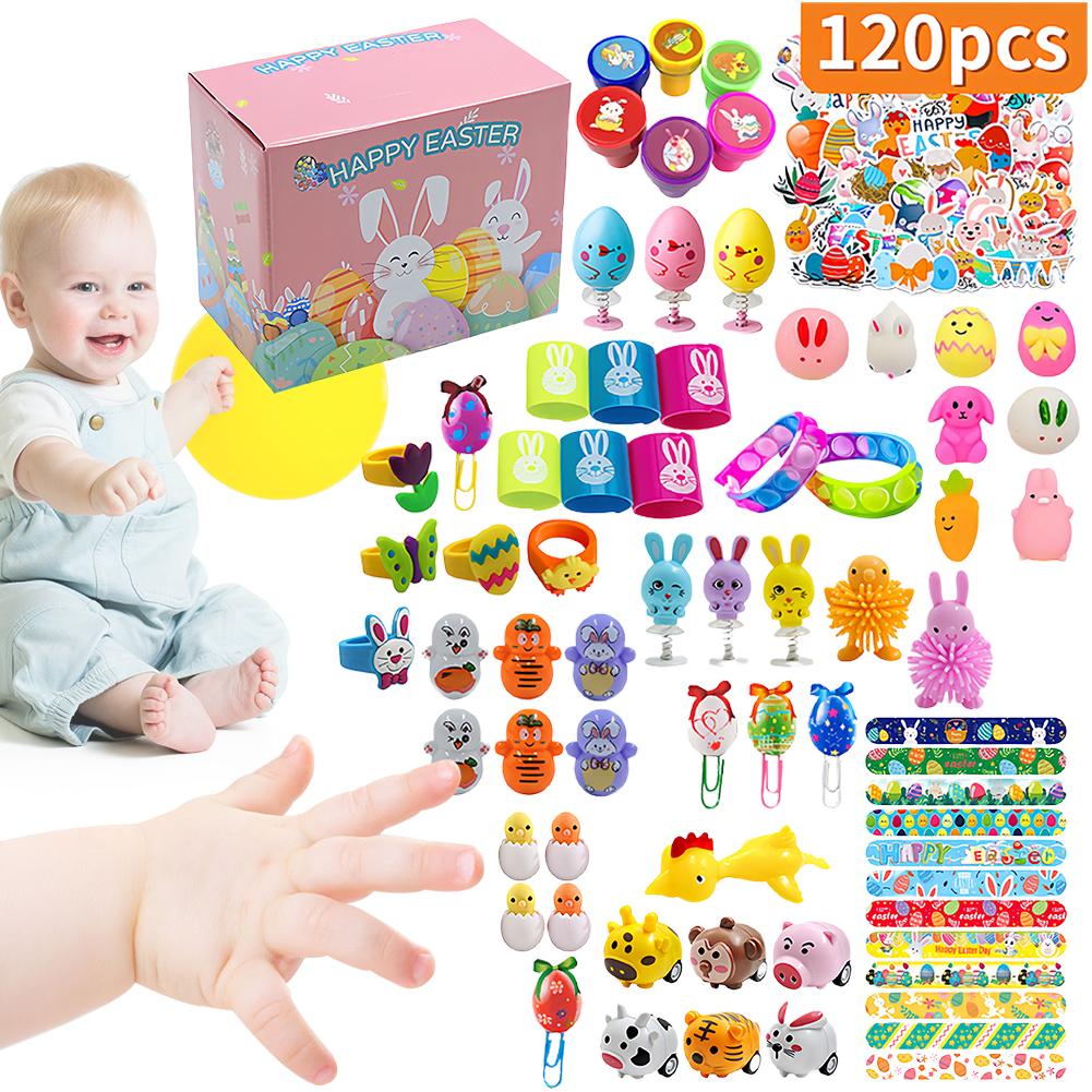 120Pcs Prefilled Easter Eggs Easter Basket Stuffers with Assorted Toys Filled Easter Egg Gift Easter Egg Toy for Kids Toddlers