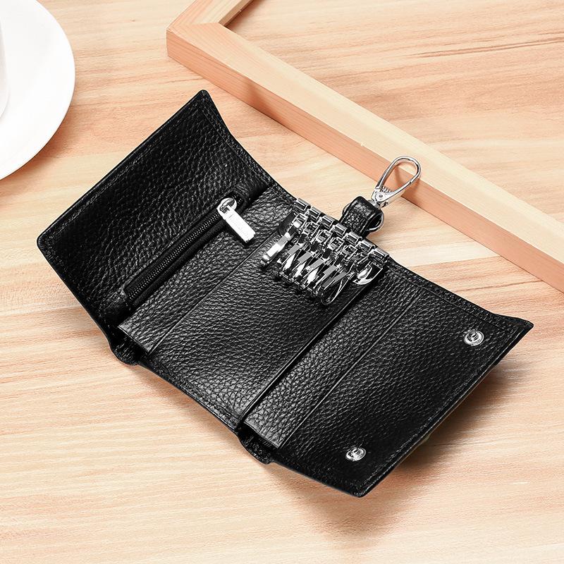 Porte-clés Portefeuille en Cuir Véritable Unisexe - Organisateur de Clés de Voiture/Maison avec Emplacements pour Cartes, Petit Sac Porte-clés (Cadeau prêt