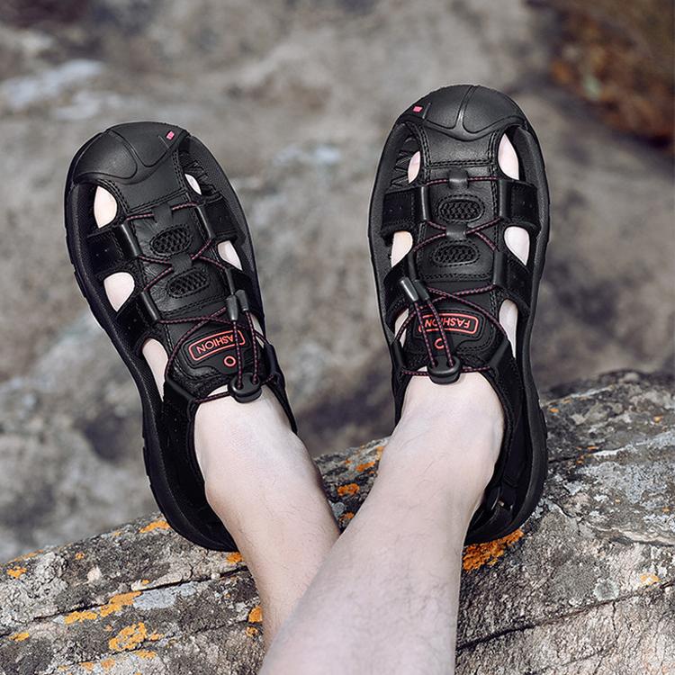 Scarpe estive da uomo nuove, scarpe da spiaggia all'aperto, sandali di grandi dimensioni, scarpe casual da giovane Baotou in velcro