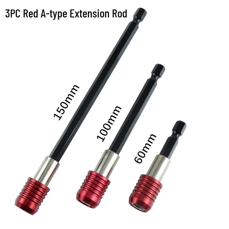 Red Hex Shank Quick Change Bit Extension Rod - Available In 50mm, 100mm, 150mm, 300mm Lengths