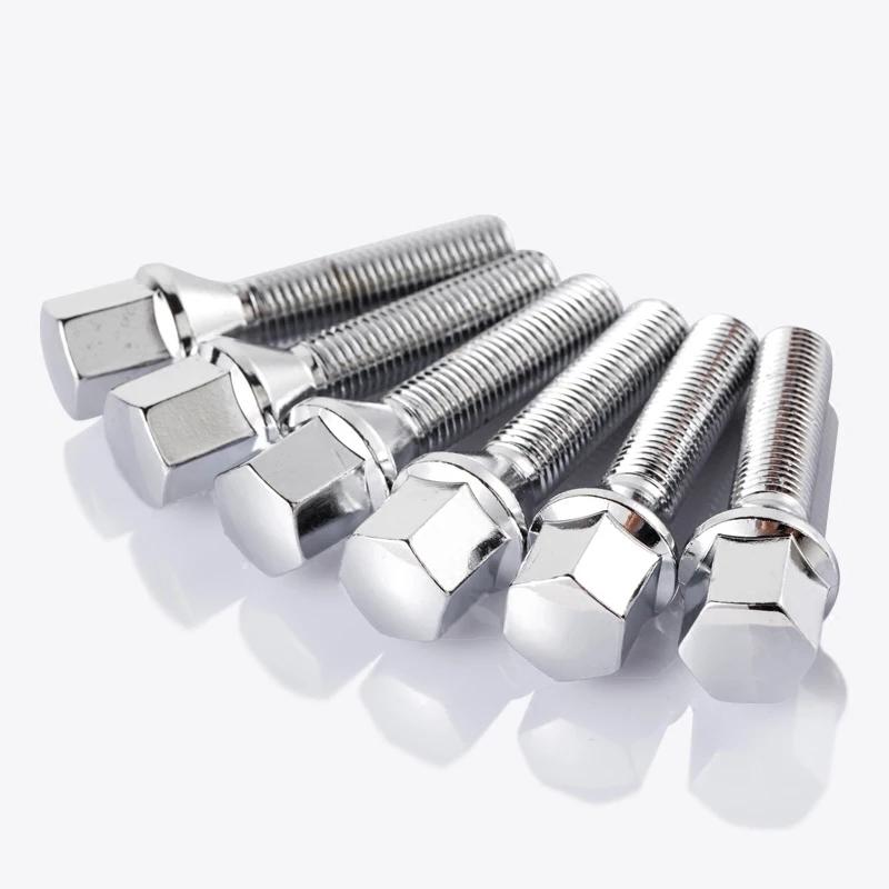 10pcs Car Wheel Alloy Steel Nut Bolts Screw M12x1.5 M14x1.25 For Mini BMW E46 E34 E53 E60 E91 E36 Thread Length 28/35/40/45/50mm