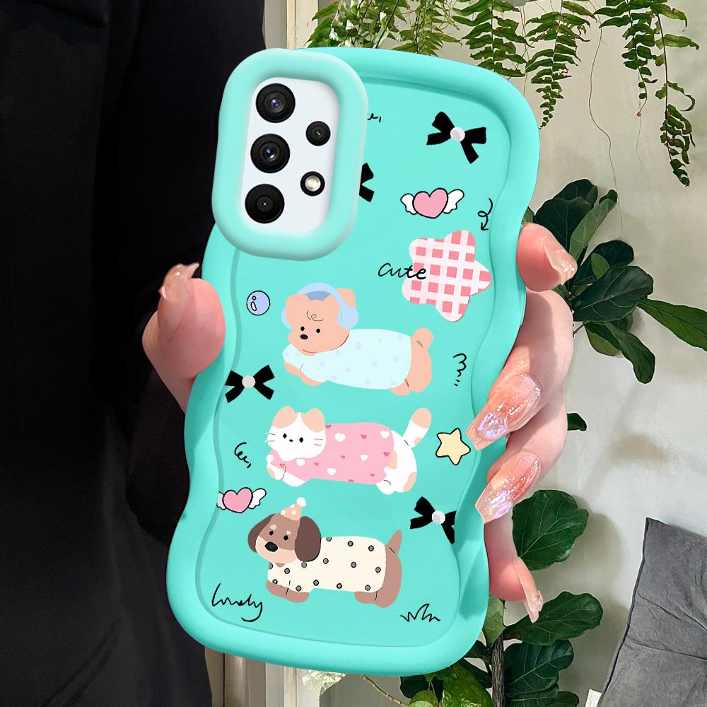 

Окрашенный узор Big Wave Edge Мягкий силиконовый материал Macaron чехол для телефона противоударный защитный резиновый чехол для Samsung Xiaomi Poco Redmi Xiaomi Poco C75 5G синий