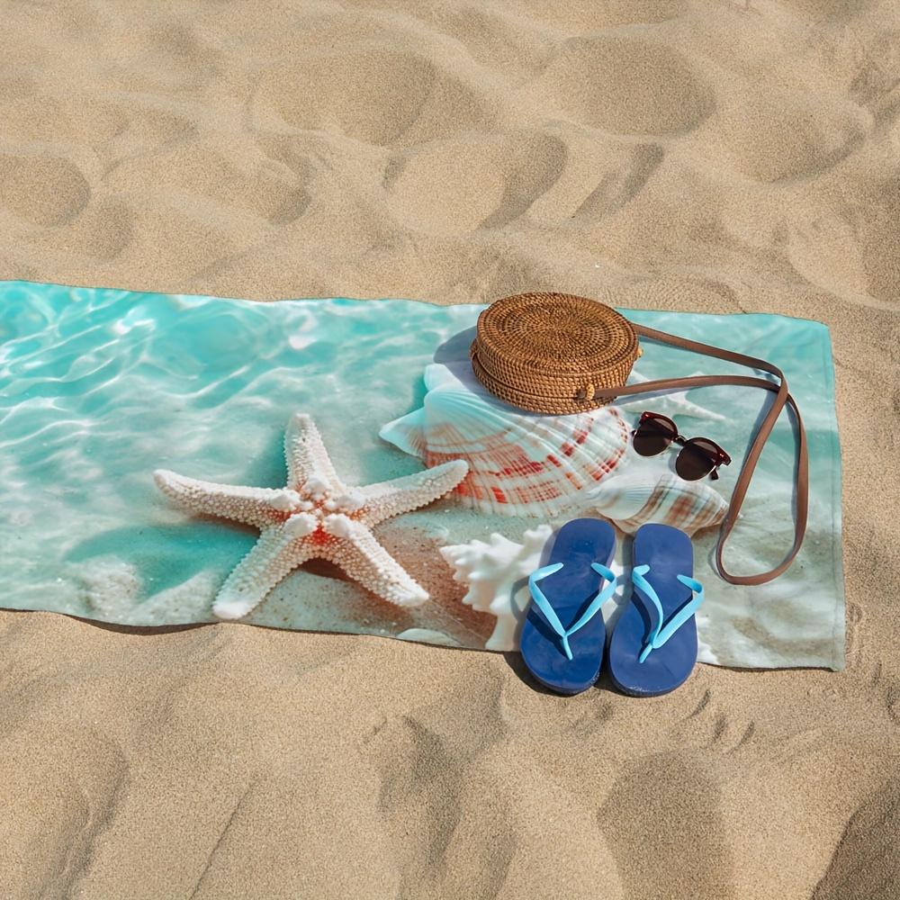 Quick-Dry Microfiber Beach Towel with Starfish Design Lightweight, Absorbent & Machine Washable for Swimming, Camping & Vacation