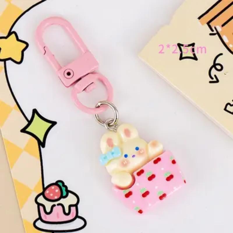 Cute Cartoon Animal Keychain For Keys And Accessories Cute Resin Animal Box Keychain Diy Bag Charm Girly Key Ring