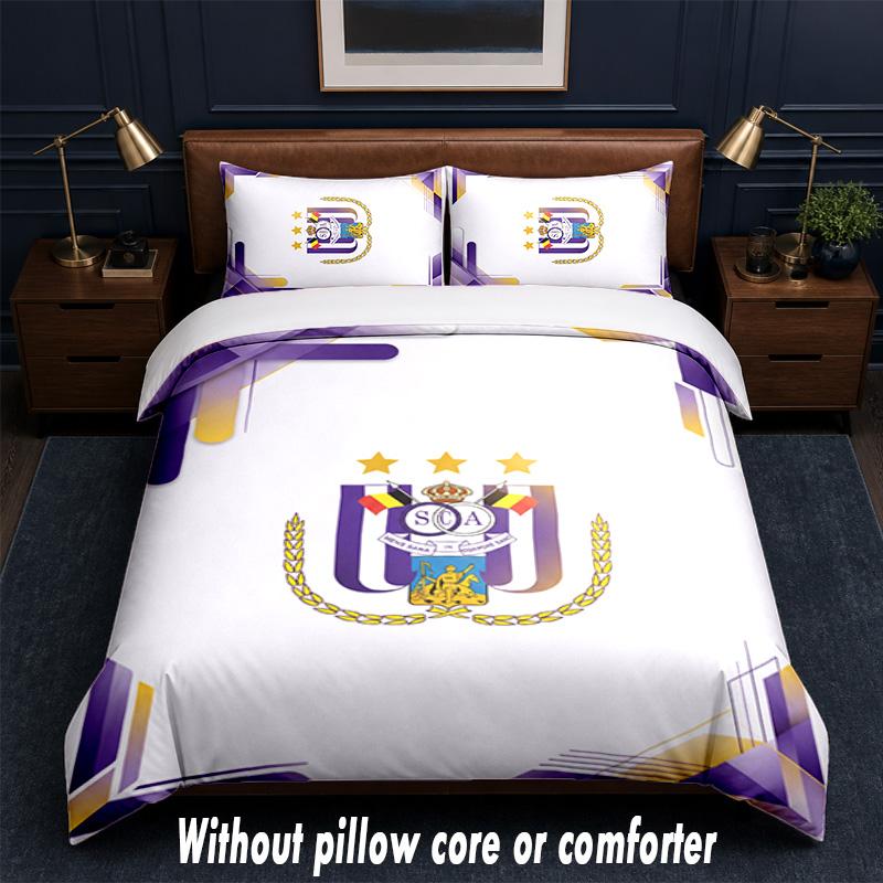 Anderlecht FC Design Bed Bedding Set 1 Duvet Cover + 2 Pillowcases Soft Breathable Household Bed Linens