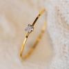 Delicate Slender Gold Color Stainless Steel 1mm Ultra-fine Zircon Ring for Woman Korean Stackable Jewelry Wedding Accessory Gift