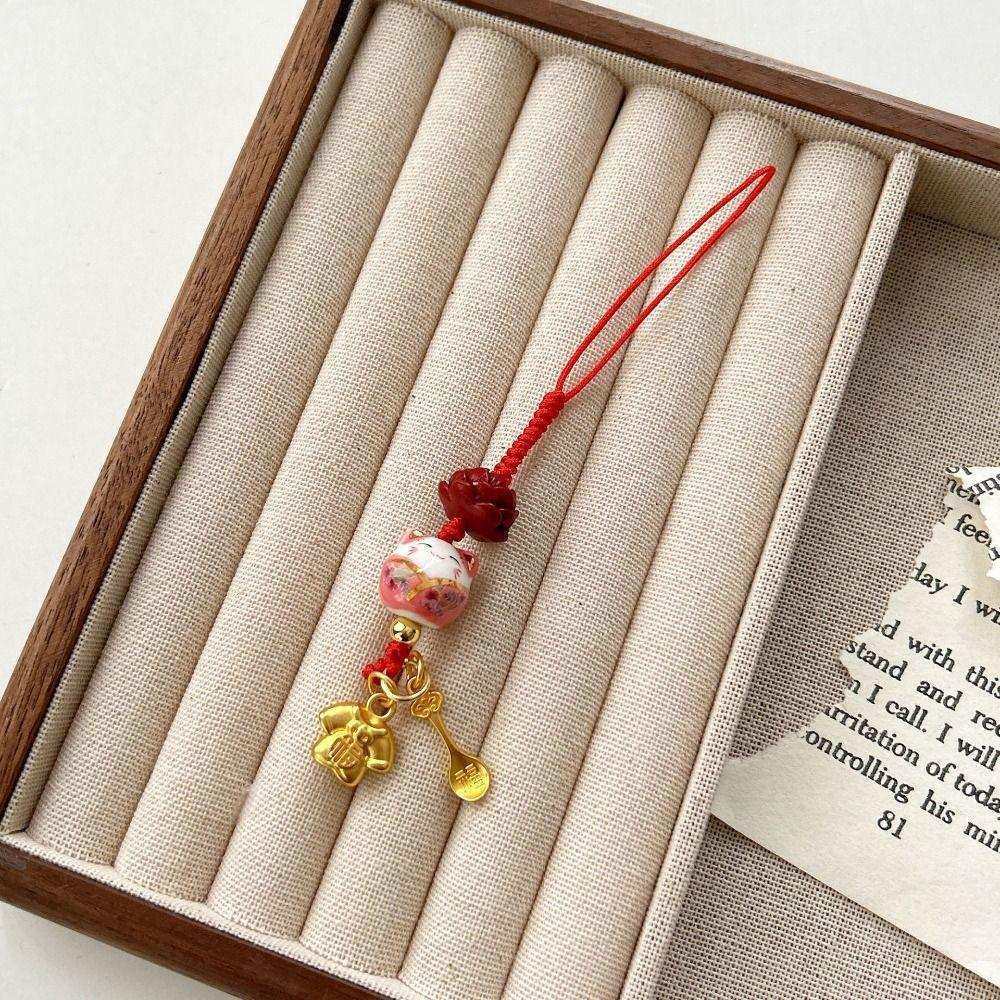 Phone Lanyard Lucky Cat Mobile Phone Pendant Cartoon Lucky Cat Phone Charm  Women
