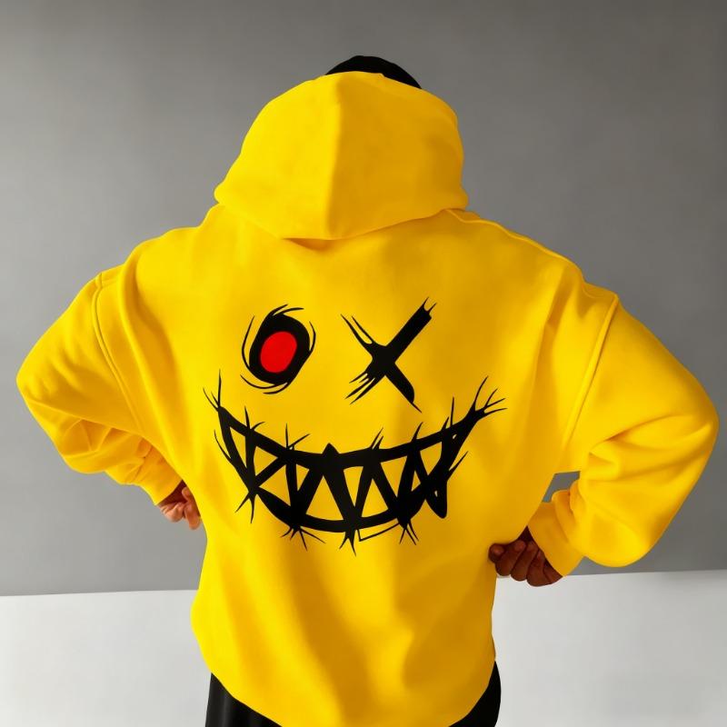 Men's Trendy Fall/Winter Evil Smile Hooded Sweatshirt Comfortable and Loose Fit Sweater