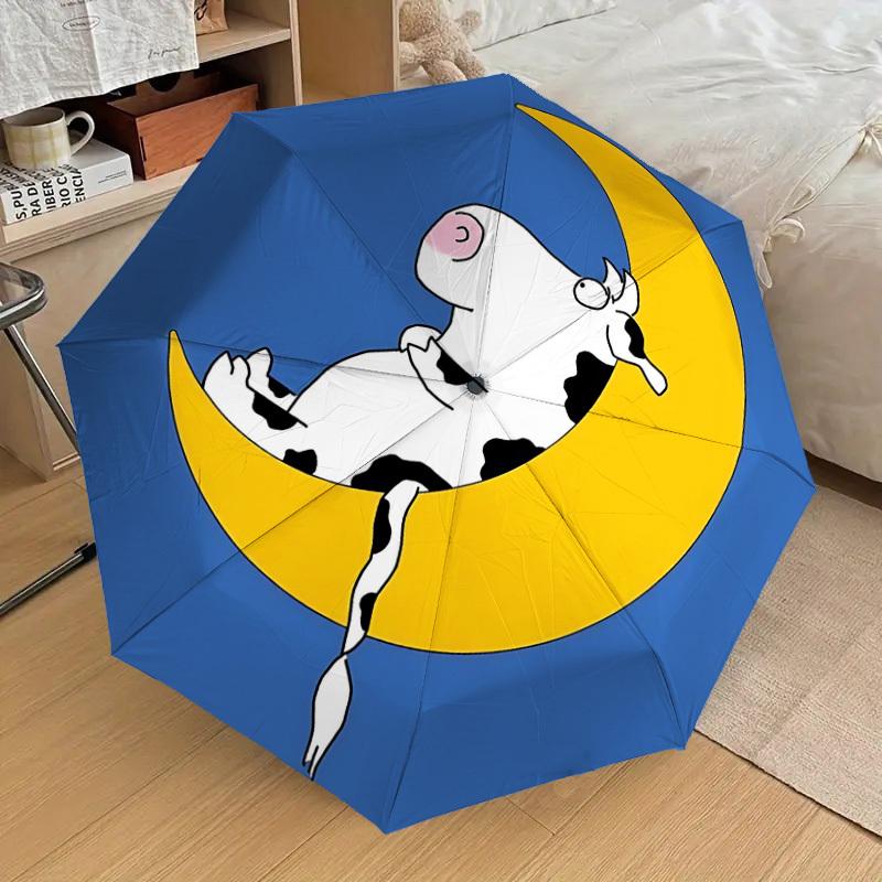 1PC cow moon Umbrella-8-Rib Reinforced, Automatic Open, Lightweight & Durable, Cute Fashion Accessory for Outdoor-P61