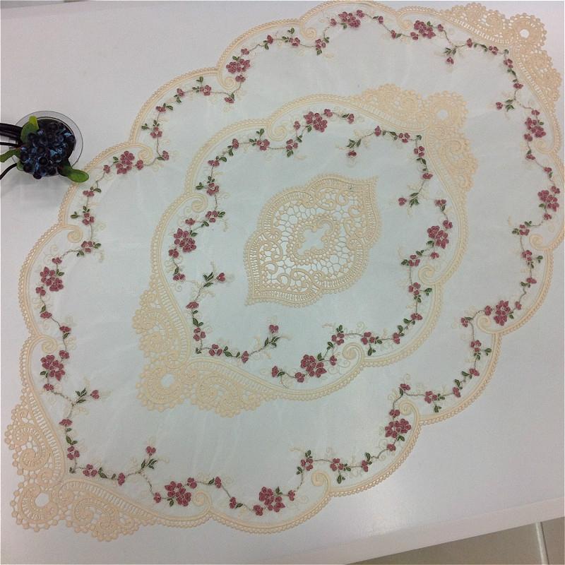 European Pastoral Lace Embroidery Oval Premium Tablecloth Living Room Coffee Table Surface Sofa Armrest Protector Cloth Banquet Party Tapete