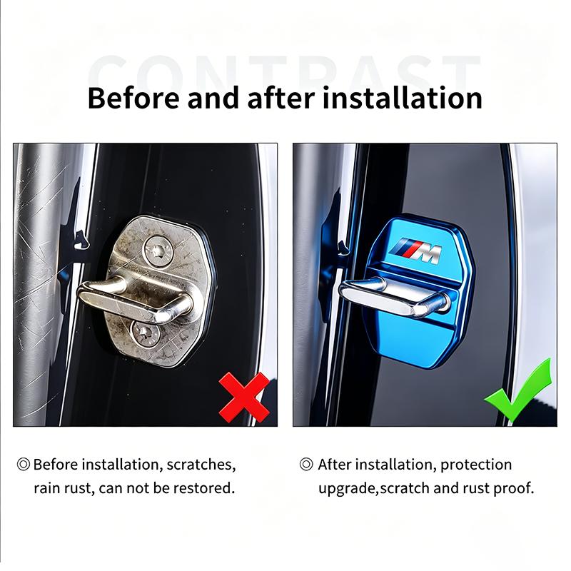 CTCE1 4Pcs Car Door Lock Cover Stainless Steel Protection Accessories Sticker For BMW G30 G20 G05 G11 E48 3 5 Series G07 G06 G02 F39