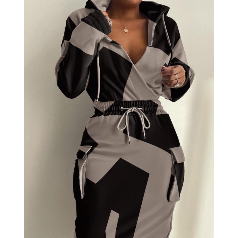 GMXIA Damenmode Herbst Winter Langarm V-Ausschnitt Freizeitkleider