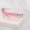 Y2K Women’s Frameless Double Heart Sunglasses – European and American Style, Futuristic Ins Design