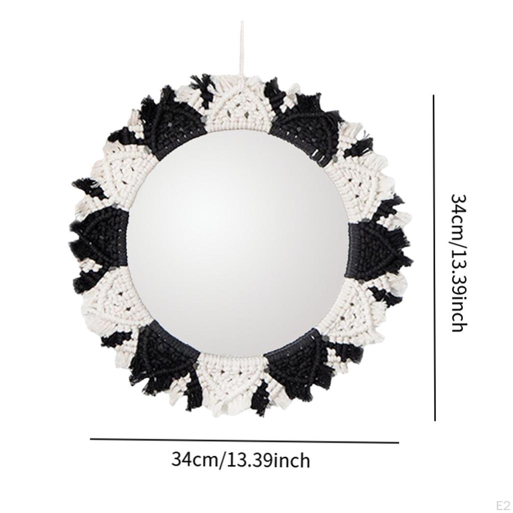 Lustro Ścienne Makrama Boho Rustykalny Wystrój Przedpokoju Ornament Apartament Mała Dekoracja Akademik