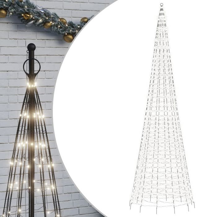VidaXL LED vánoční strom na stožáru 1534 LED bílý 500 cm, vánoční dekorace, LED světlo, vánoční osvětlení 358117