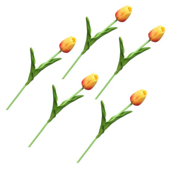 5 Pcs Artificial PU Tulip Real Touch Fake Flower Bouquet Fake Floral Arrangement for Wedding Spring Home Office Party Decoration оранжевый