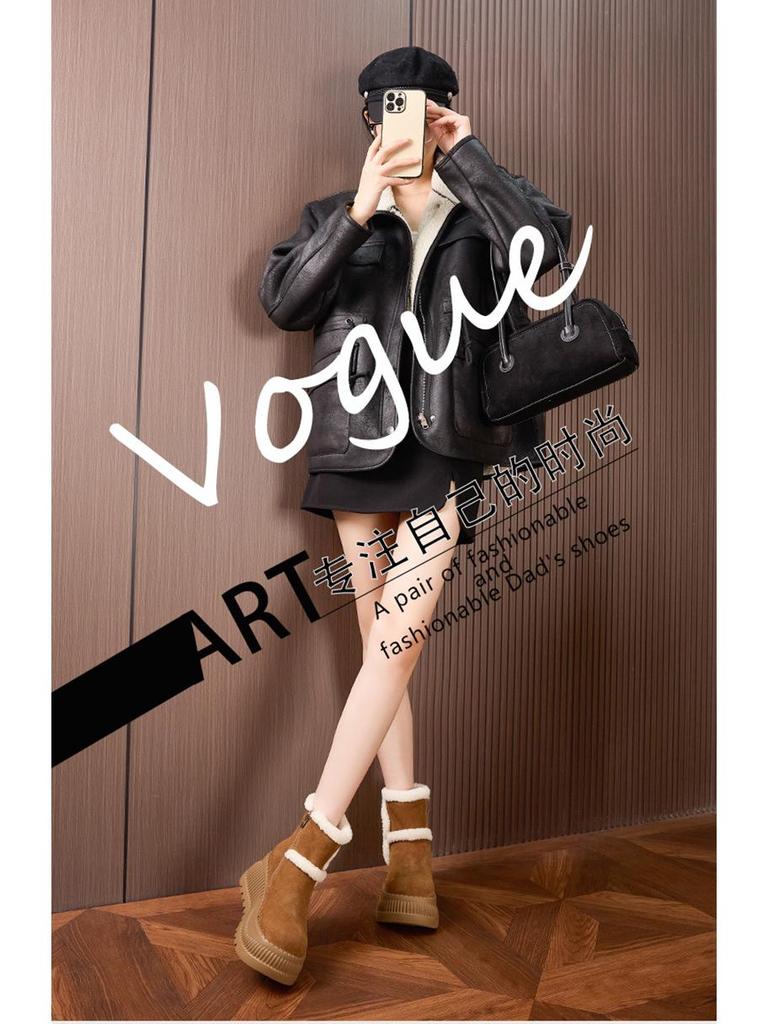 2024 Women's Mid-Tube Snow Boots: Thick-Soled, Velvet-Lined, Non-Slip, Warm, Height-Enhancing, All-Match Design.