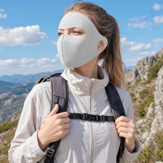 Soft Ice Silk Face Guard, Full Face Wrapping Face Protector, Breathable Holes Face Shield with Elastic Ear Loop for Outdoor Cycling Hiking Fishing