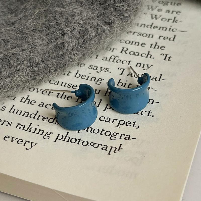 

Серьги-гвоздики в форме волны, окрашенные спреем, простые серьги, серьги для通勤, универсальные серьги с темпераментом