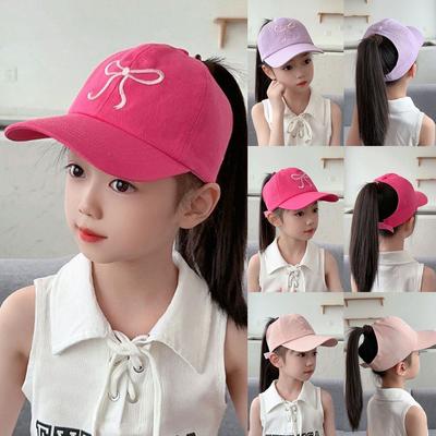 High Ponytail Children Summer Caps Kids Girls Sunscreen Baseball Cap Empty Tail Children Sun Visor Hats Fashion Bowknot Designs