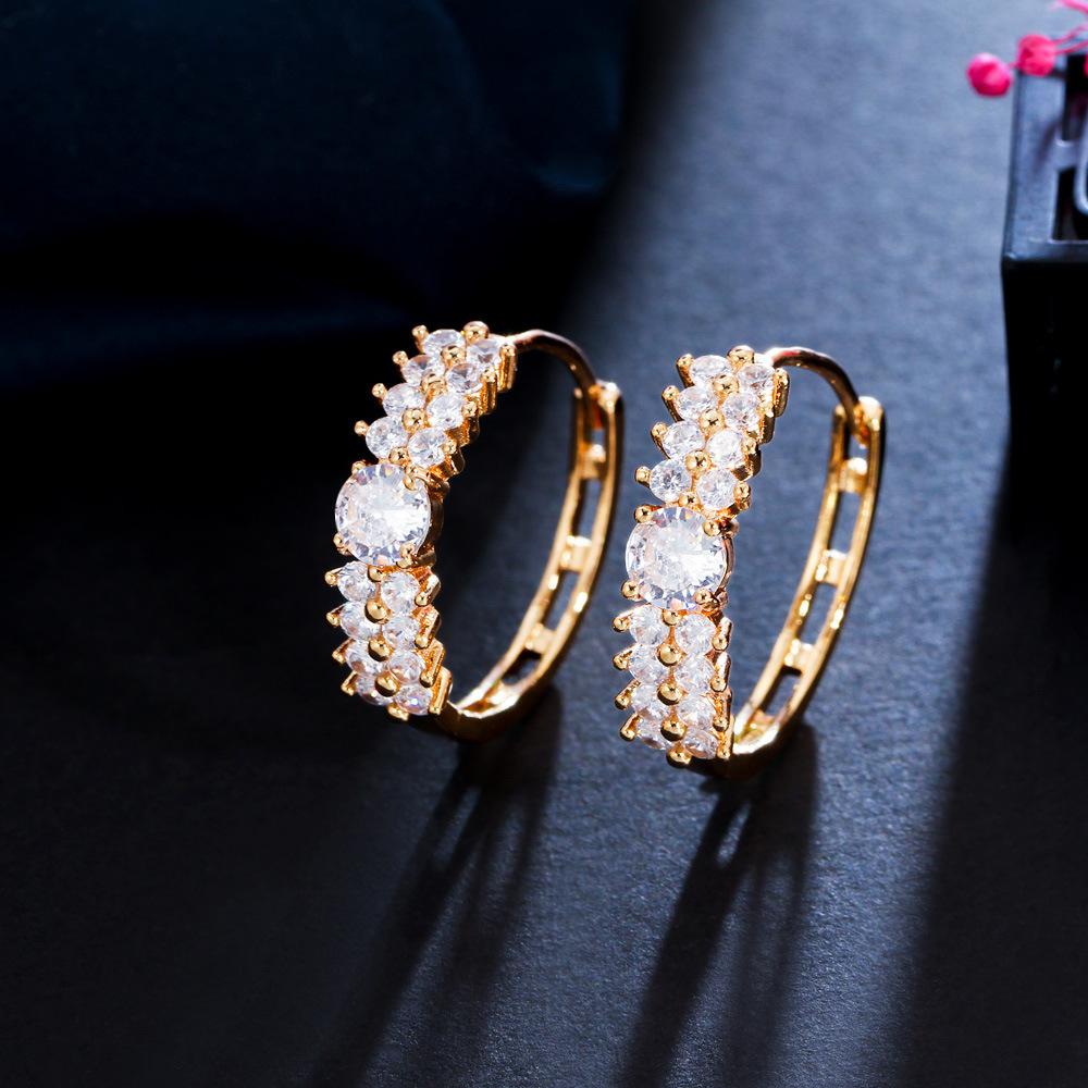 

Light Luxury Double-Row Zircon Earrings, Inlaid With Crystal Zirconium Full Diamond Earrings.