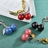 Fashionable Cherry Key Rings Stylish Cherry Bag Ornament Keychain Crystal Alloy Versatile Key Rings Accessory