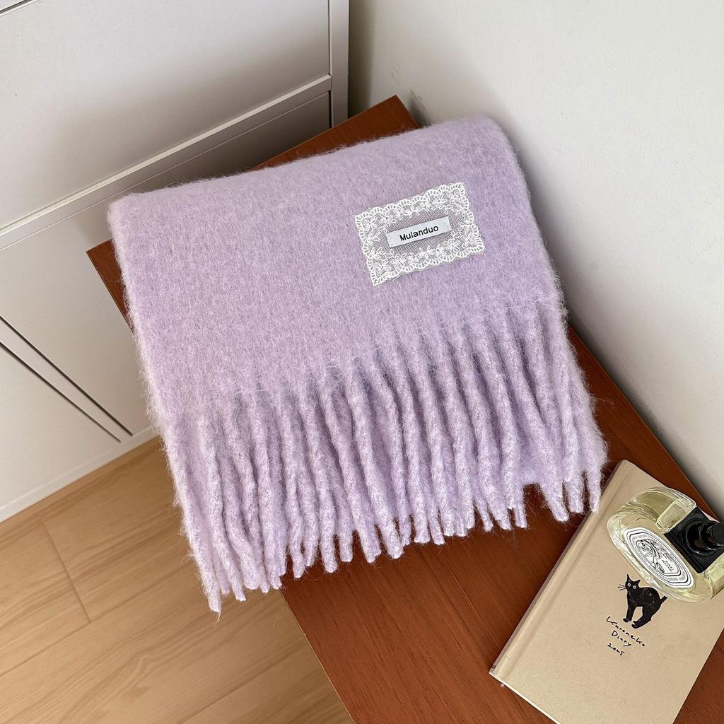 Keep your own money! Small fresh wool scarf for women's autumn and winter new Dongdaemun solid color warm scarf for couples