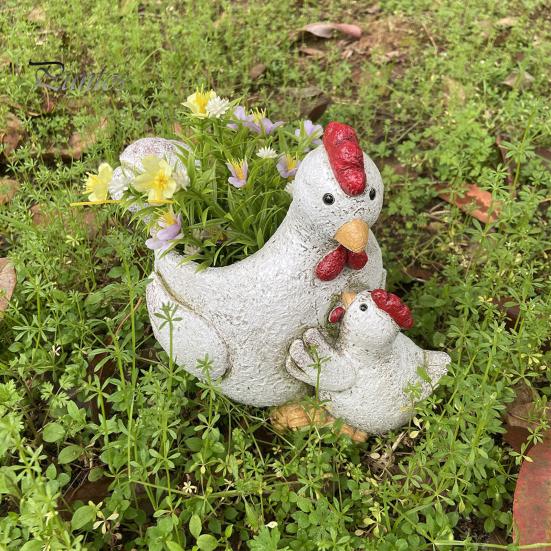 

Горшок для горшка с курицей для мамы и ребенка, цветочный горшок с животным из смолы, домашний и уличный контейнер для сочных растений, домашний балкон, сад, украшение для рабочего стола белый