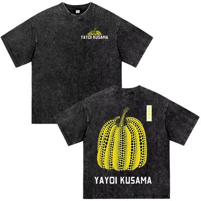 Saldi Estivi Artista Giapponese Yayoi Kusama Vintage Lavato T-shirt Grafica Uomo Donna Hip Hop Punk Streetwear Stampa T-shirt Girocollo T-shirt Casual