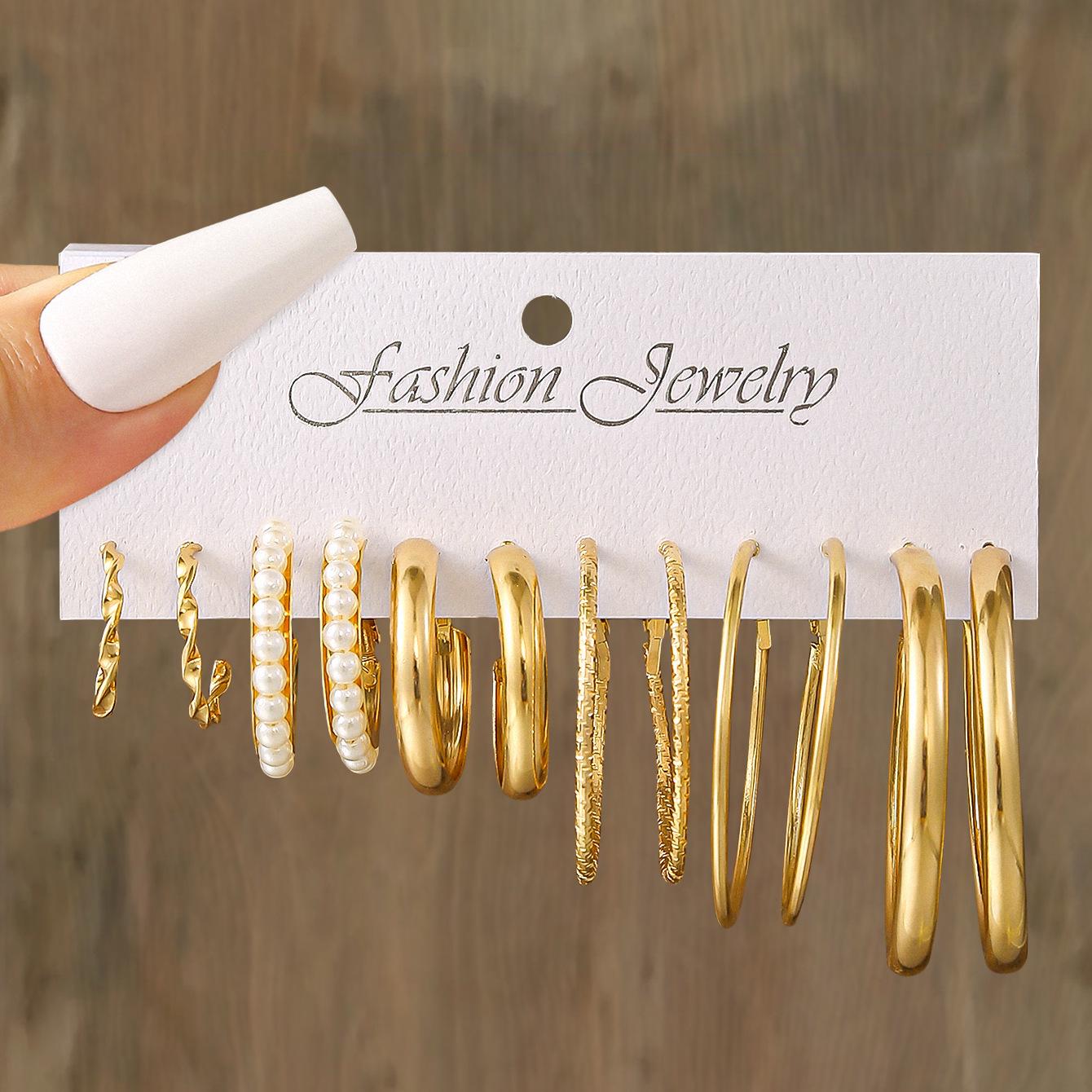 Heart-Shaped & Geometric Exaggerated Earring Set - High-End Fashion Jewelry for Women