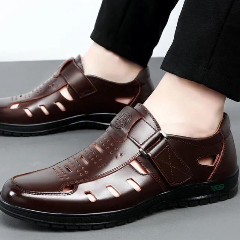Summer New Men's Sandals Cozy Hollow Non-slip Casual Shoes Men Classic Fashion Leather Shoes Breathable All-match Men sandalias